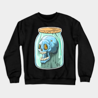 The Skull Blue Head in a Glass Jar - Keep it Fresh - Dark skull Art - Dia De Los Muertos Crewneck Sweatshirt